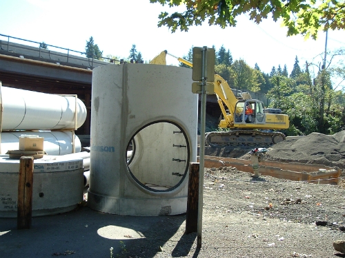 Ostrander Rock Installation in Vancouver, Washington. 1625 A•LOK X•CEL's 48'' PVC Pipe